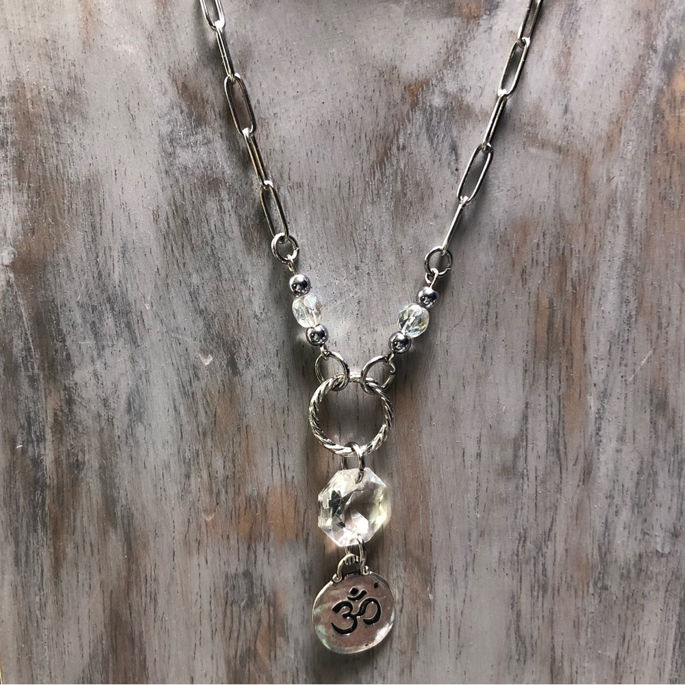 Om Crystal Stainless Necklace